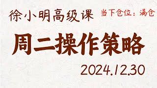 徐小明周二操作策略 | A股2024.12.30 大盘指数盘后行情分析 | 徐小明高级网络培训课程 | 每日收评 #徐小明 #技术面分析 #定量结构 #交易师