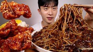 짜장면 양념치킨 먹어보겠습니다 !!! 너무 맛있잖아..............................! ASMR MUKBANG BLACK BEAN NOODLES CHICKEN