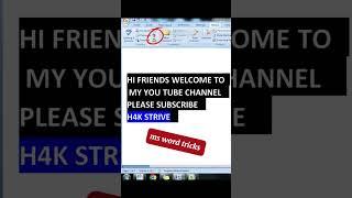 Ms word tricks | ms word shorts #mswordtips #shorts #msword