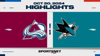 NHL Highlights | Avalanche vs. Sharks - October 20, 2024