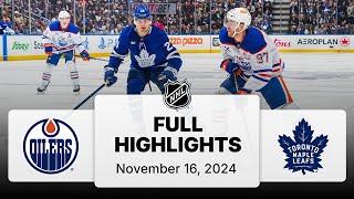 NHL Highlights | Oilers vs. Maple Leafs - November 16, 2024