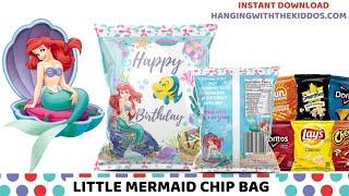 The Little Mermaid Party Favors Chip Bag Template: Party Favors Instant Download