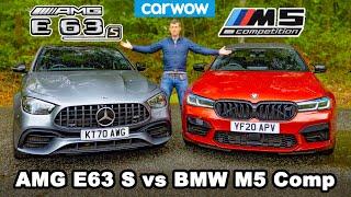 BMW M5 Comp vs AMG E63 S review & 0-60mph, 1/4-mile, brake and drift comparison!