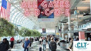 Charlotte Douglas Int'l Airport (CLT) All Gates A-B-C-D-E Walking Tour, Central Atrium (4K)