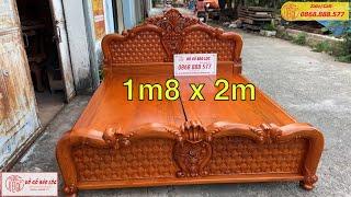 GIƯỜNG VÒM HOA HỒNG ĐỤC CHÁM MAI 1m8x2m | Đồ Gỗ Bảo Lộc