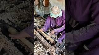 Turning a Simple Wooden Piece into a Durable HOE HANDLE – Amazing Skill! ‍ #WoodArt