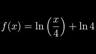 Simplify f(x) = ln(x/4) + ln(4) using the quotient rule for logarithms