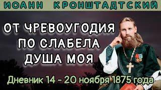 От чревоугодия ослабела душа моя. 14-20 ноября 1875 г. Дневник Иоанна Кронштадтского