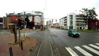 Osijek, Croatia, Tram route 1 - Rear view of track and infrastructure