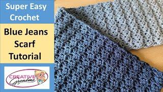 EASY CROCHET Blue Jeans Gradient Scarf - One Row Repeat #lionbrand