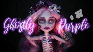 Halloween repaint using only PURPLE art supplies!  Rainbow Repaint Series