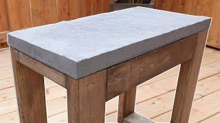 DIY Outdoor Side table from patio stone and 2x4's