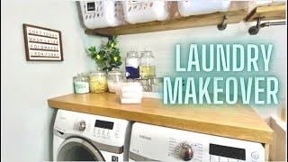 SMALL LAUNDRY ROOM FARMHOUSE STYLE MAKEOVER | DIY LAUNDRY ROOM TRANSFORMATION