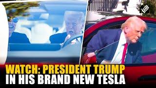 US President Trump takes driver’s seat in Tesla car at White House event with Elon Musk