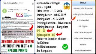 Finally TCS Start Sending Joining Letter For All Who Didn't Given IPA Exam & Having 0 Xplore Points