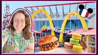 McDonald's at DISNEYLAND PARIS (Disney Village) | Trying McChoconuts Burger & MACARONS 2022