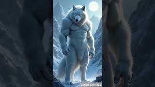Majestic Ice Wolf Warrior Stands Against the Frozen Moonlight #Shorts #WolfMan #IceWolf