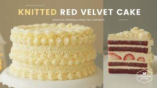 털실(니트) 딸기 레드벨벳 케이크 만들기️ : Winter Knitted Strawberry Red Velvet Cake Recipe | Cooking tree