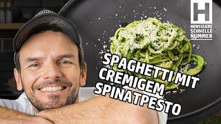 Quick spaghettini with creamy spinach pesto recipe by Steffen Henssler