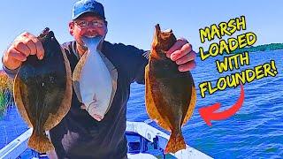 I Watched them *ATTACK* my Bait! FLOUNDER FISHING Clear, Shallow Water Marsh Flats for my DINNER!