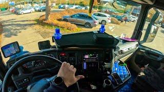 POV Truck Driving  Scania R500 Germany Very Narrow Spaces ASMR 4k New Gopro