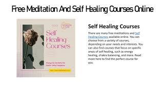 Free Meditation And Self Healing Courses Online