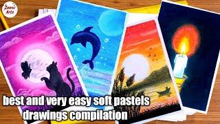 very easy pastels drawings compilation for beginners | step by step | zeeni Arts