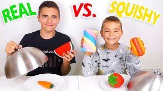 REAL FOOD VS SQUISHY FOOD CHALLENGE ! - Vraie nourriture ou Squishies ?