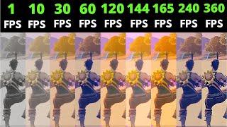 Fortnite 1fps vs 10fps vs 30fps vs 60fps vs 120fps vs 144fps vs 165fps vs 240fps vs 360fps