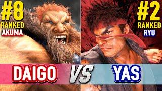 SF6  DAIGO (#8 Ranked Akuma) vs YAS (#2 Ranked Ryu)  Street Fighter 6 High Level Gameplay