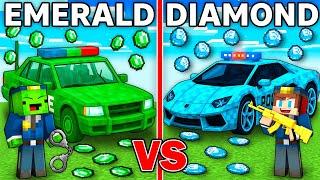 Mikey EMERALD vs JJ DIAMOND Police Car Survival Battle in Minecraft - Maizen