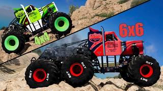 Monster Truck 4x4 vs 6x6 - Who's Better? - Beamng drive