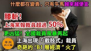 腰斬！上海黨報裁員超過50%，上海出現截肢式裁員，更凶猛！全國裁員風暴再起，奇葩的“B1層經濟”火了，什麽都在變貴，只有牛馬越來越便宜，焦慮的牛馬們想躺平都不行