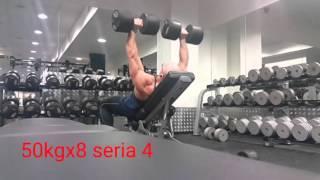 Wyciskanie hantli skos + 50kgx8 i reszta
