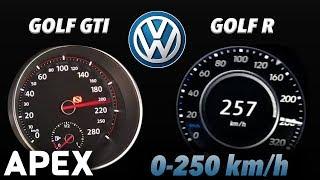 2018 VW Golf GTI vs. VW Golf R - Acceleration Sound 0-100, 0-250 km/h | APEX