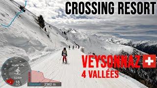 [4K] Skiing Veysonnaz, Crossing Resort From Mayens de l'Ours, 4 Vallées Switzerland, GoPro HERO11