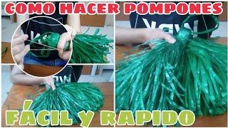 COMO HACER POMPONES DE RAFIA FACIL Y RAPIDO,POMPONES PARA DESFILE,POMPONES DE PORRISTA,