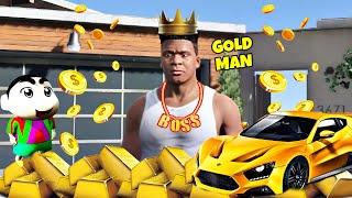 GTA 5 : FRANKLIN TOUCH ANYTHING BECOMES GOLD BARS  ( SHINCHAN AND CHOP )