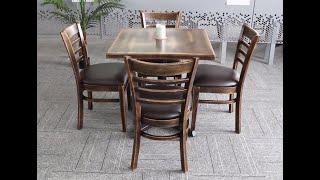 Ladder back wood chairs and solid wood table restaurant set