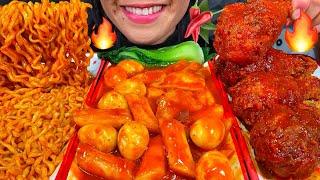 ASMR SPICY NOODLES, TTEOKBOKKI, FISH CAKE, EGGS, FRIED CHICKEN MASSIVE Eating Sounds