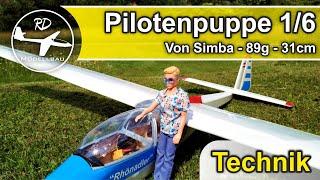 Pilotenpuppe RC Modellflugzeug Maßstab 1/6 - 89g - 31cm | Günstig - Ultraleicht - Scale Optik Puppe