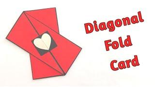 DIY Easy Diagonal Fold card for Scrapbook/Birthday Gift Card Ideas/ PaperCrafts/Explosion Box