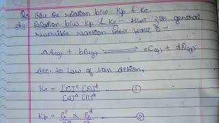 the relation between kp and kc notes only watch and try #chemical_kinetics #eqiulibrium #notes