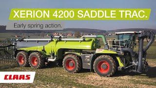 CLAAS XERION 4200 SADDLE TRAC. Early spring action.