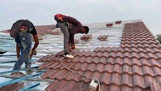 Construction - Cement Roof Tiles Installation Process | Steel Roof Truss & Batten Installation