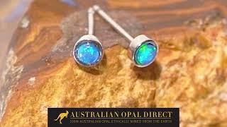 Gold Earrings, Green Earrings, Opal Stud Earrings - Australian Opal Direct | Worldwide Shipping