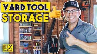 Wall Storage for Yard Tools | Garden Tool Wall | Simple Yard Tool Storage | Between Stud Storage