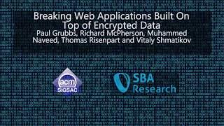 CCS 2016 - Breaking Web Applications Built On Top of Encrypted Data