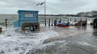 Storm Babet in Swanage today with strong easterly winds
