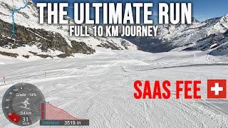 [4K] Skiing Saas Fee, The Ultimate Run - 10 km Tour via Spielboden, Wallis Switzerland, GoPro HERO11